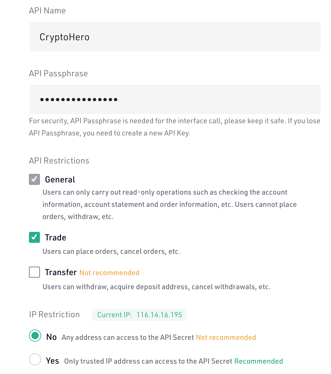 Neuen API-Schlüssel erstellen